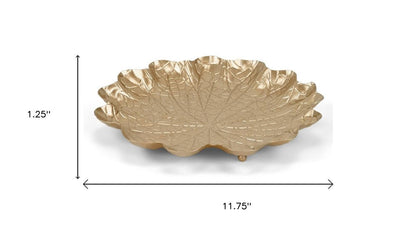 12" Gold Metal Handmade Lily Pad Vanity Tray