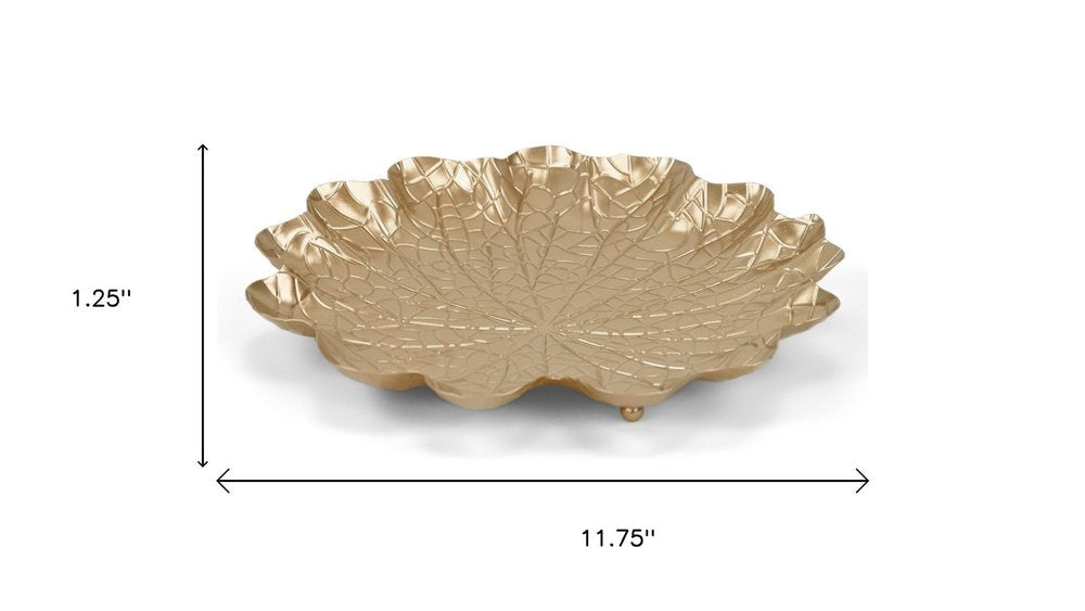 12" Gold Metal Handmade Lily Pad Vanity Tray HomeRoots