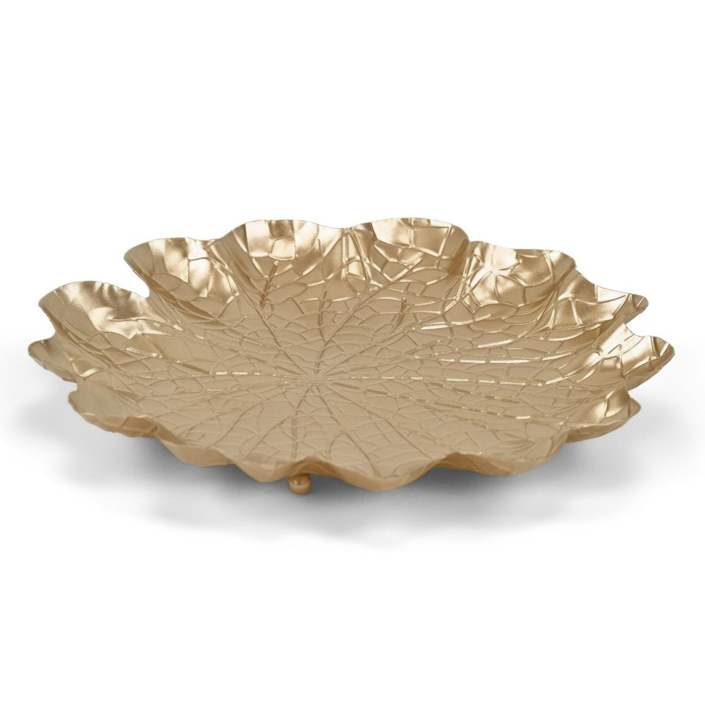 12" Gold Metal Handmade Lily Pad Vanity Tray — view 6