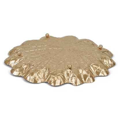 12" Gold Metal Handmade Lily Pad Vanity Tray