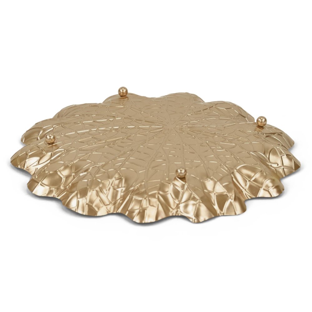 12" Gold Metal Handmade Lily Pad Vanity Tray — view 7