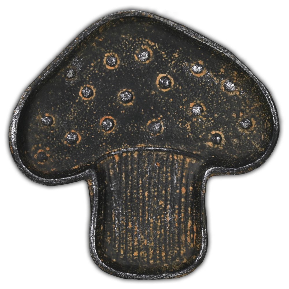 7" Black And Gold Cast Iron Handmade Mushroom Trinket Tray HomeRoots
