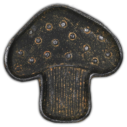 7" Black And Gold Cast Iron Handmade Mushroom Trinket Tray HomeRoots