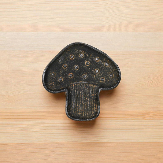 7" Black And Gold Cast Iron Handmade Mushroom Trinket Tray HomeRoots