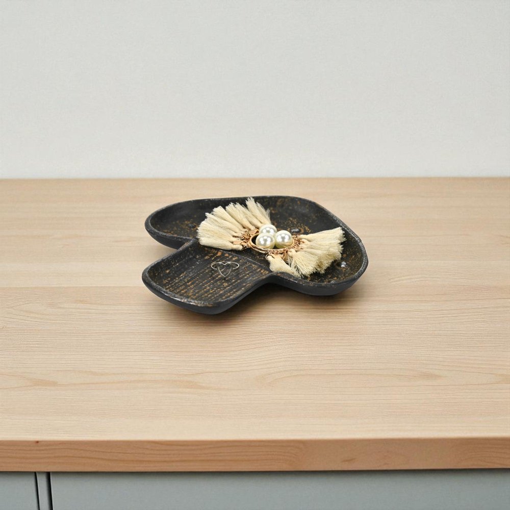 7" Black And Gold Cast Iron Handmade Mushroom Trinket Tray HomeRoots