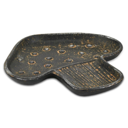 7" Black And Gold Cast Iron Handmade Mushroom Trinket Tray HomeRoots