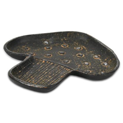 7" Black And Gold Cast Iron Handmade Mushroom Trinket Tray HomeRoots