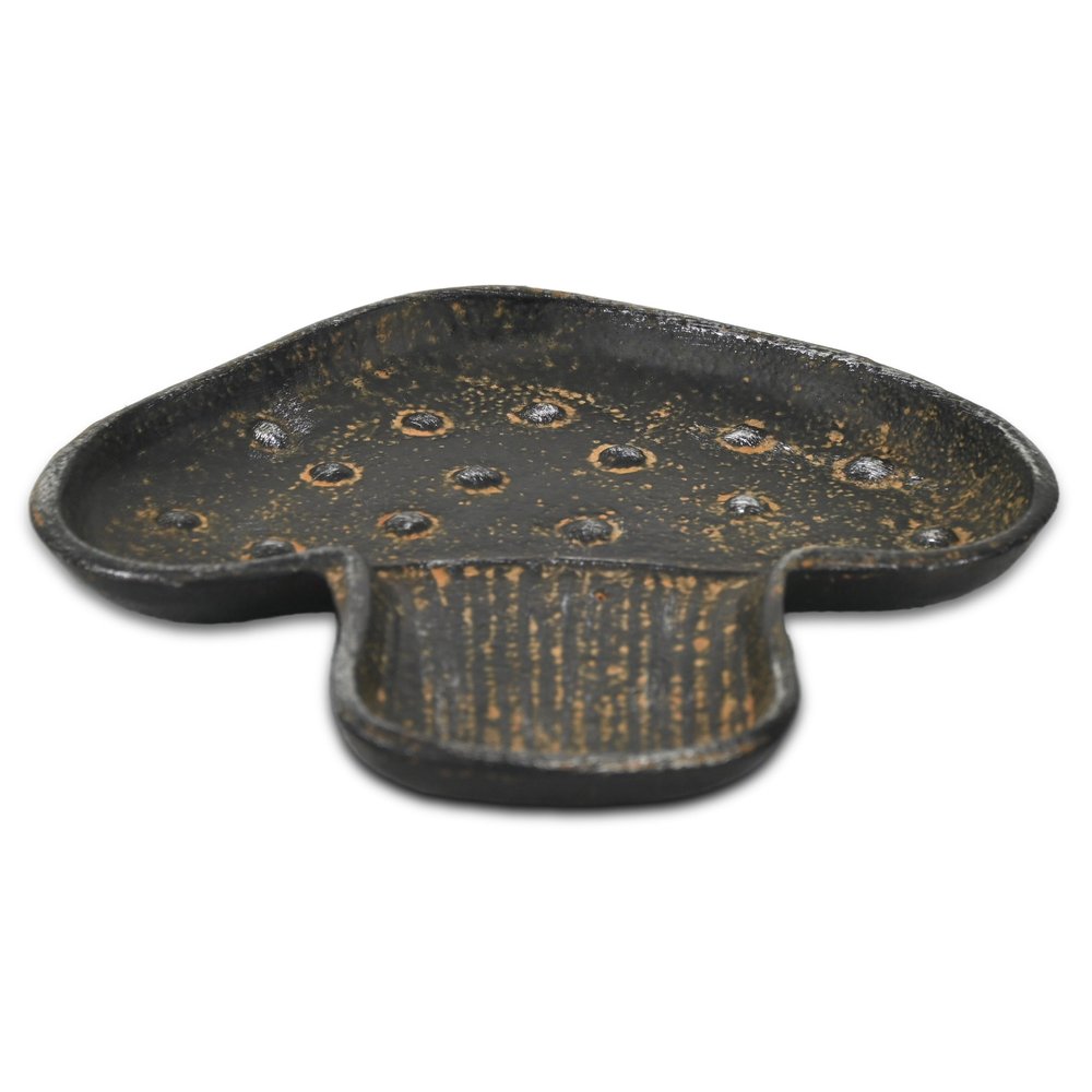 7" Black And Gold Cast Iron Handmade Mushroom Trinket Tray HomeRoots