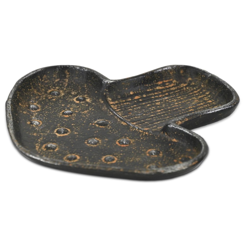 7" Black And Gold Cast Iron Handmade Mushroom Trinket Tray HomeRoots