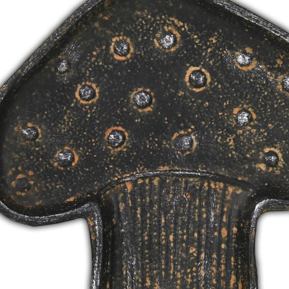 7" Black And Gold Cast Iron Handmade Mushroom Trinket Tray HomeRoots