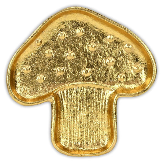 7" Gold Cast Iron Handmade Mushroom Trinket Tray HomeRoots