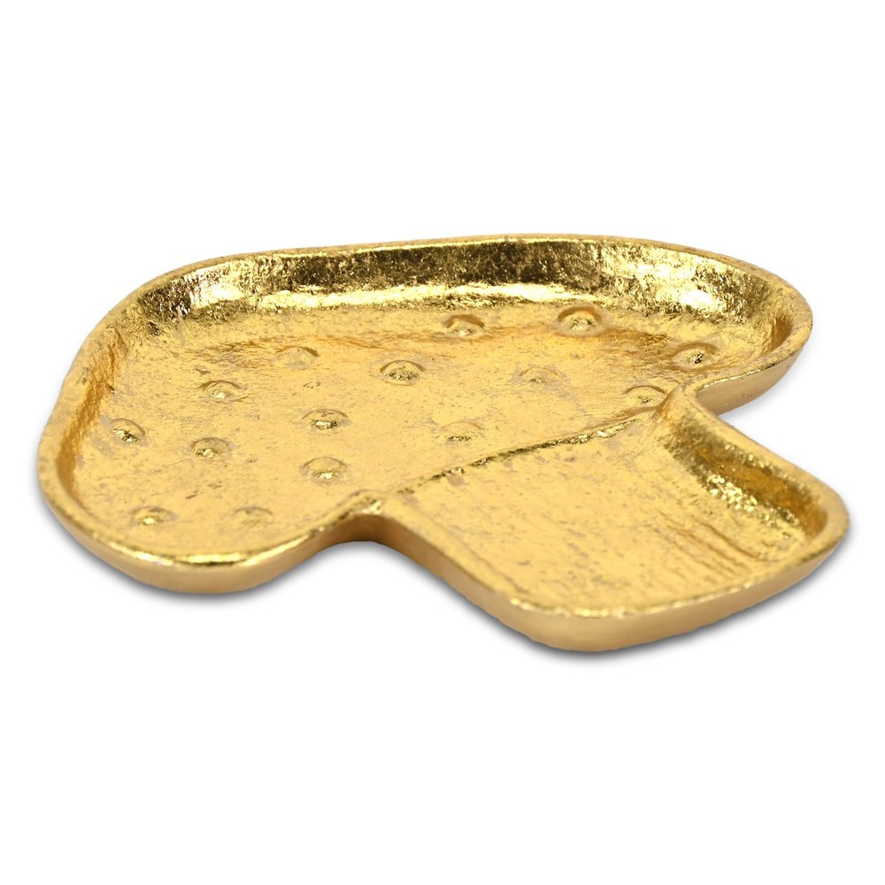 7" Gold Cast Iron Handmade Mushroom Trinket Tray — view 2