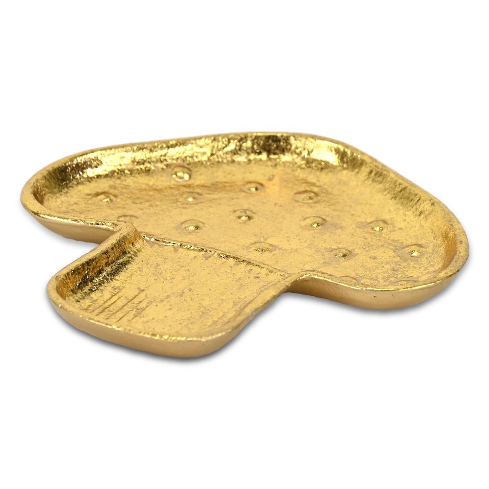 7" Gold Cast Iron Handmade Mushroom Trinket Tray HomeRoots