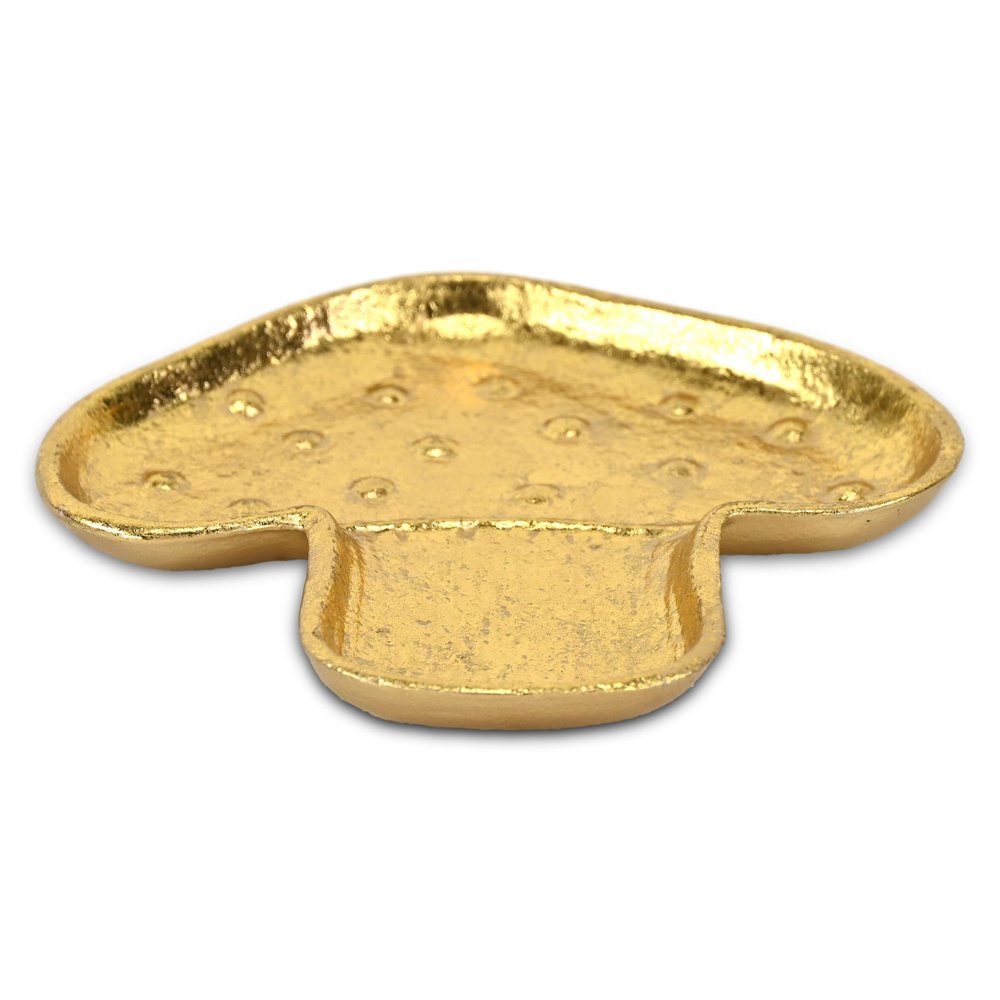 7" Gold Cast Iron Handmade Mushroom Trinket Tray HomeRoots