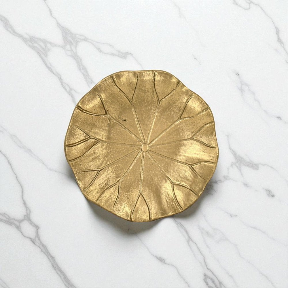 6" Gold Cast Iron Lily Pad Trinket Tray — view 2