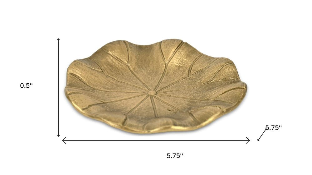 6" Gold Cast Iron Lily Pad Trinket Tray HomeRoots