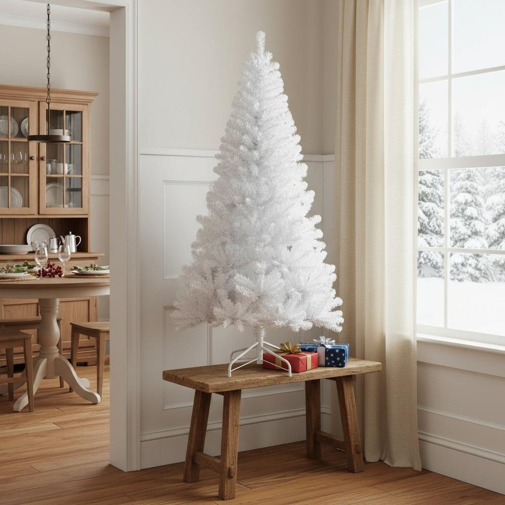 6' White Full Pine Christmas Tree — view 9