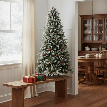 8' White Full Pine Christmas Tree HomeRoots