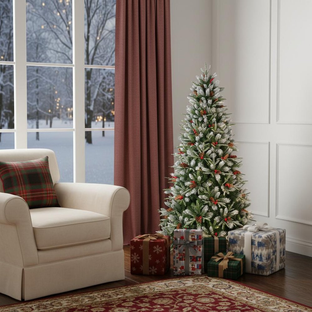 8' White Full Pine Christmas Tree HomeRoots