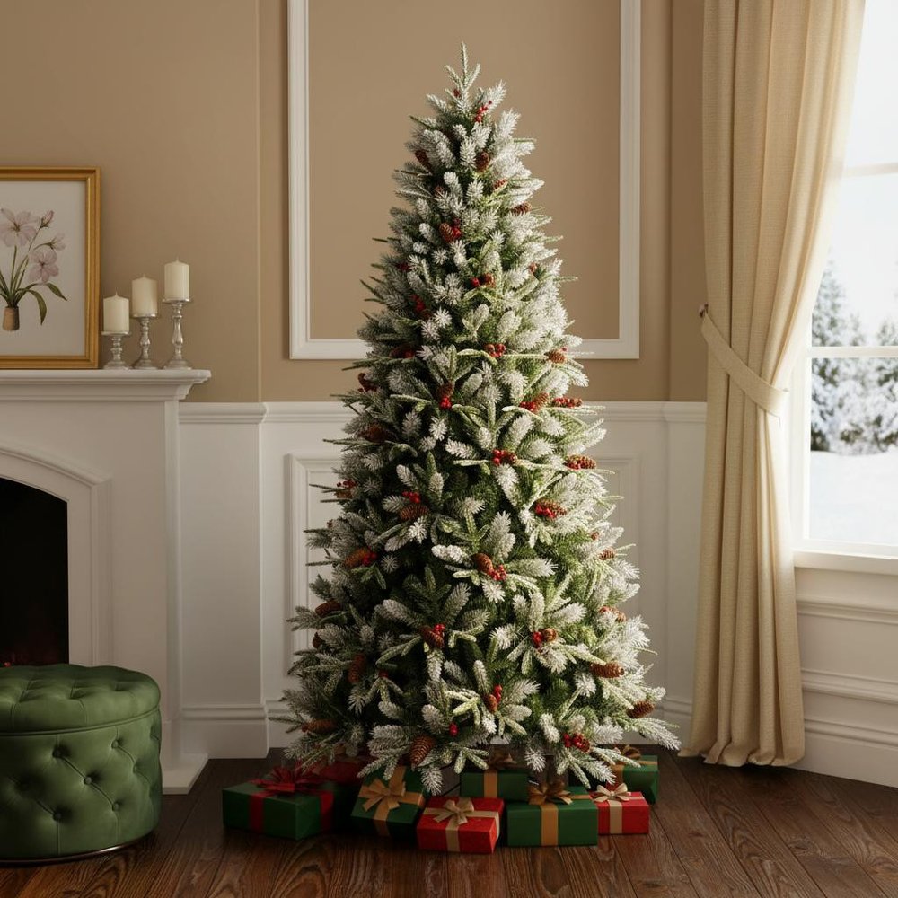 8' White Full Pine Christmas Tree HomeRoots