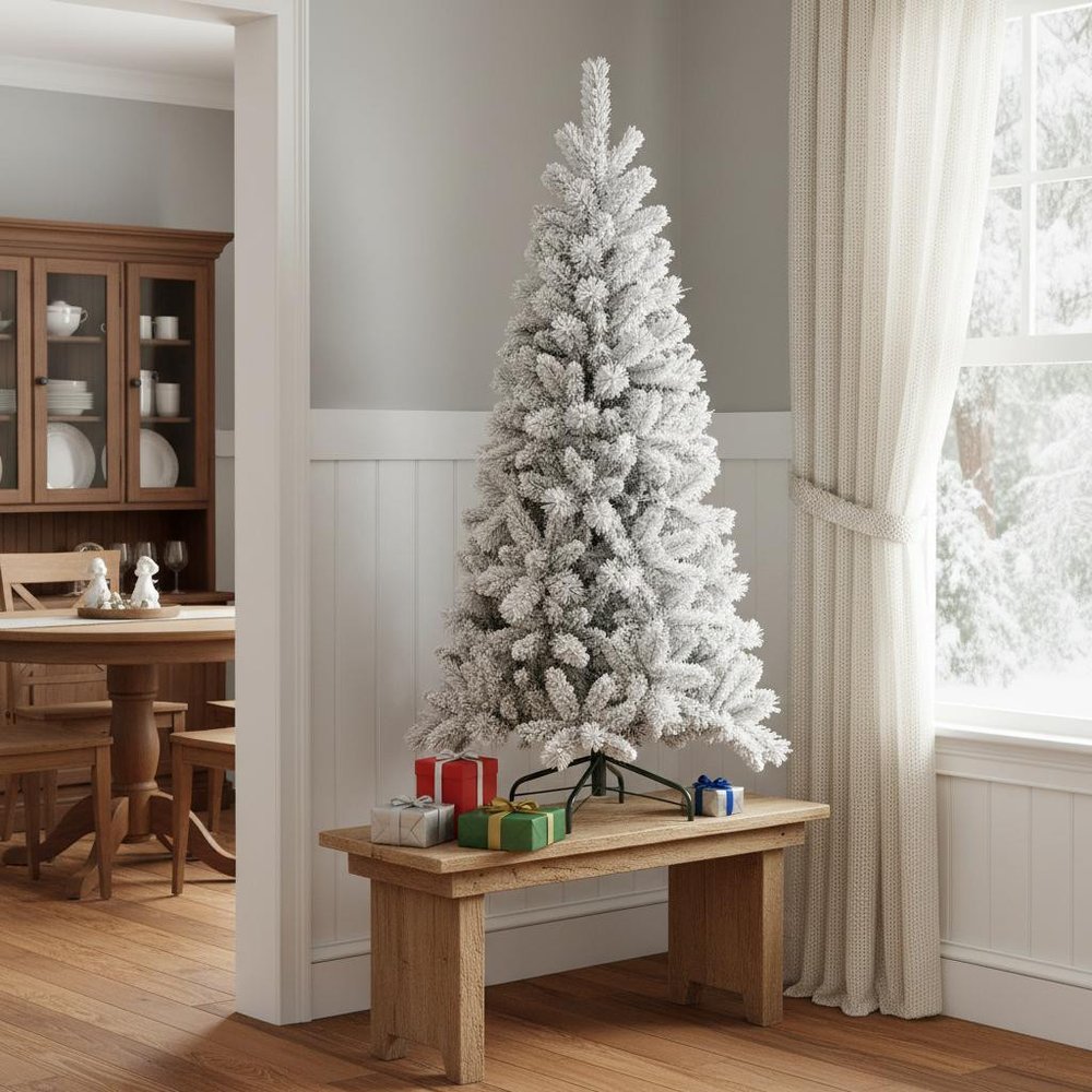 8' White Full Pine Christmas Tree HomeRoots