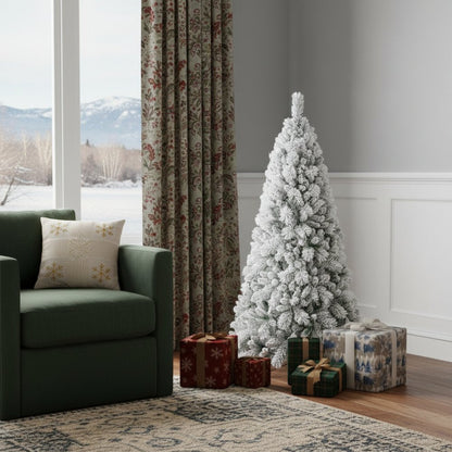 4' Full Flocked Pine Christmas Tree HomeRoots