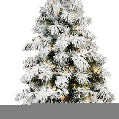 5' Green And White Pre Lit Full Flocked Pine Christmas Tree HomeRoots