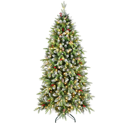 6' White Pre Lit Full Pine Christmas Tree With Decorations HomeRoots
