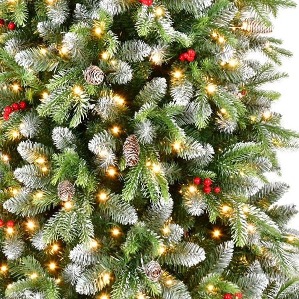 6' White Pre Lit Full Pine Christmas Tree With Decorations HomeRoots