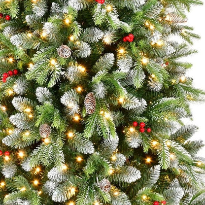 6' White Pre Lit Full Pine Christmas Tree With Decorations HomeRoots