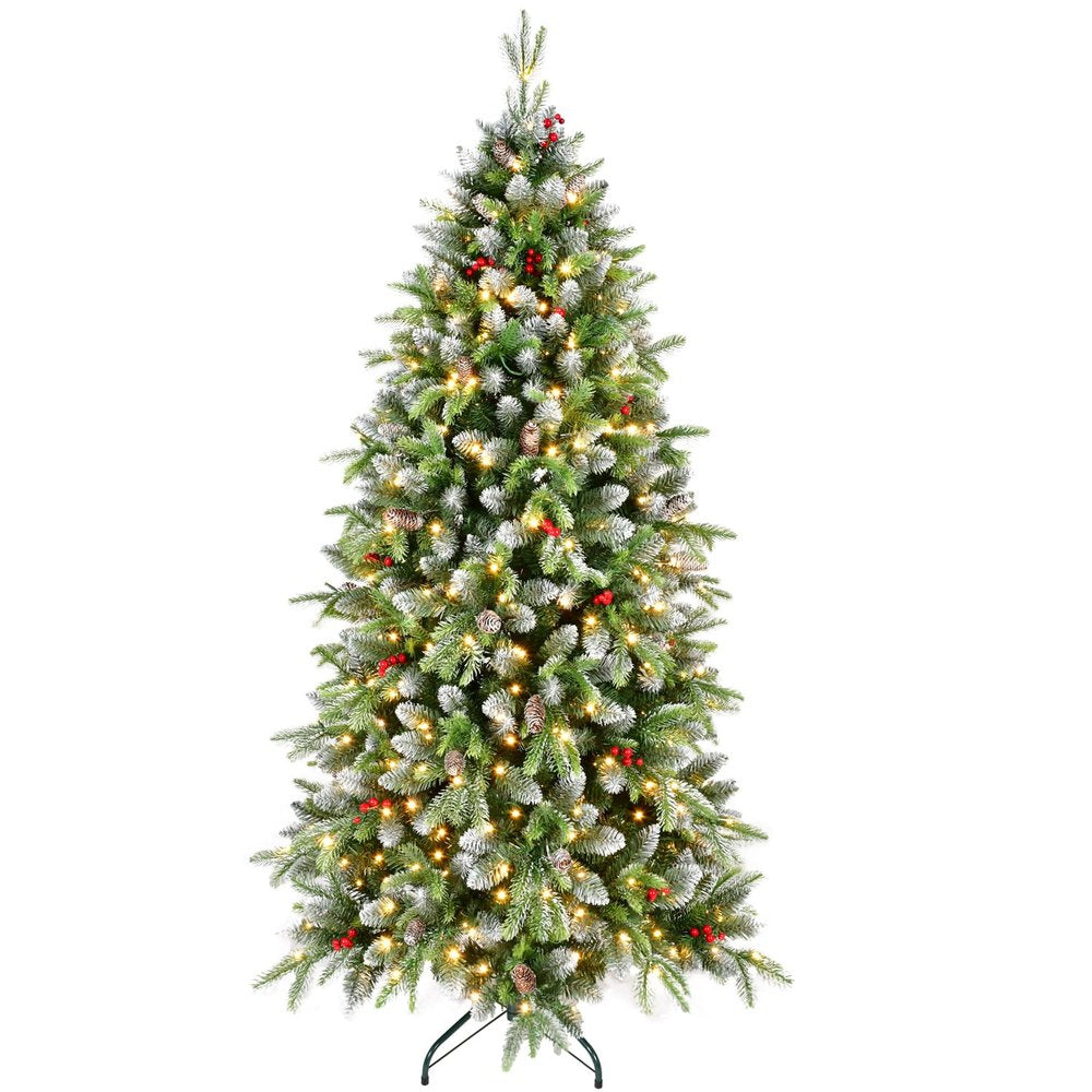 6' White Pre Lit Full Pine Christmas Tree With Decorations HomeRoots