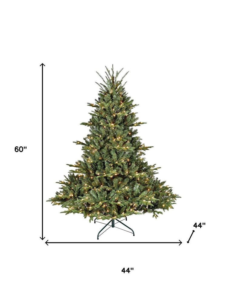 7' Pre Lit Full Pine Christmas Tree HomeRoots