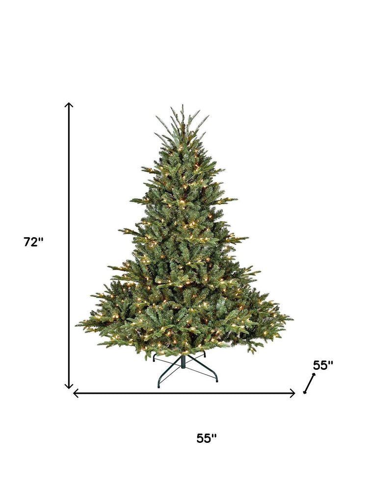 7' Pre Lit Full Pine Christmas Tree HomeRoots