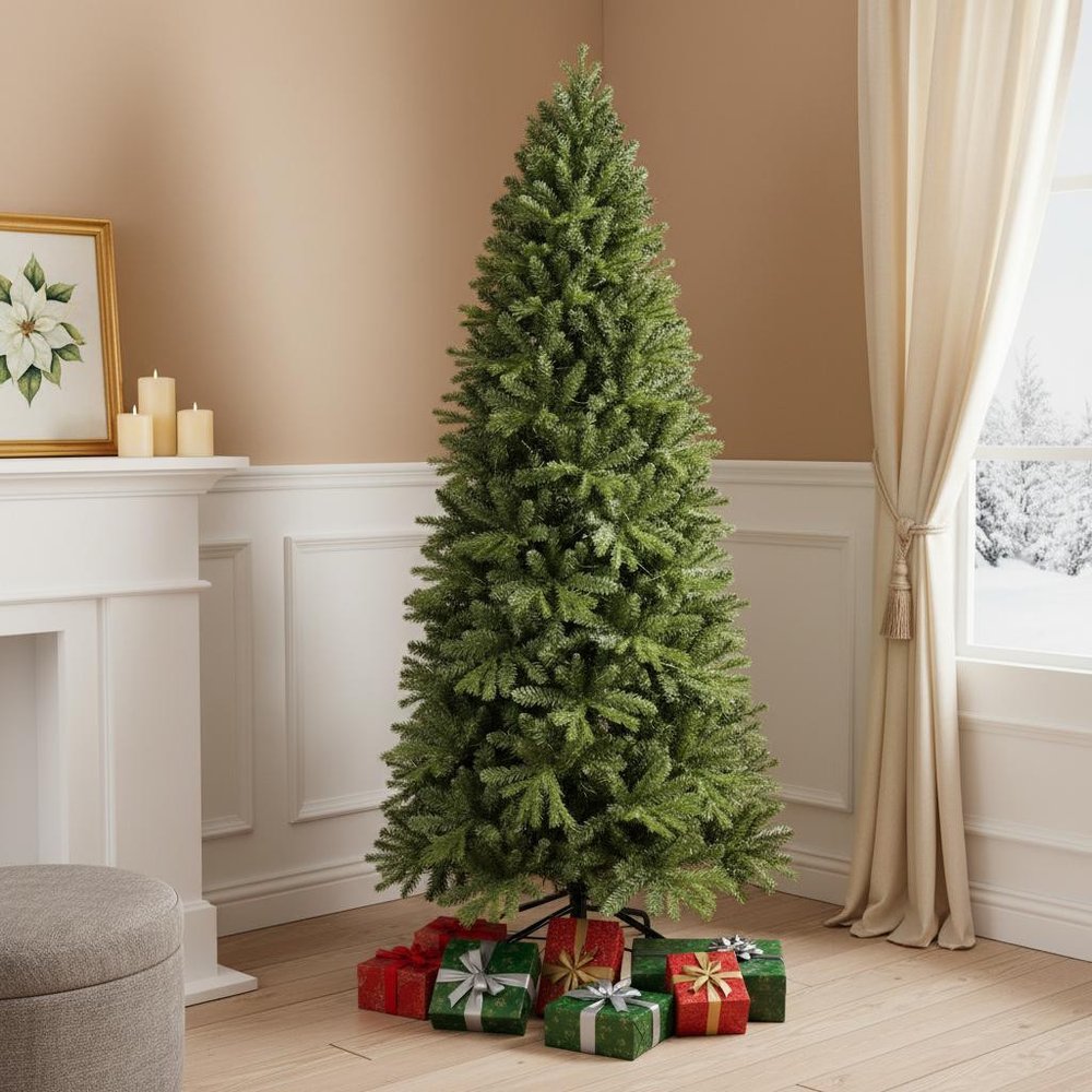 7' Pre Lit Full Pine Christmas Tree HomeRoots