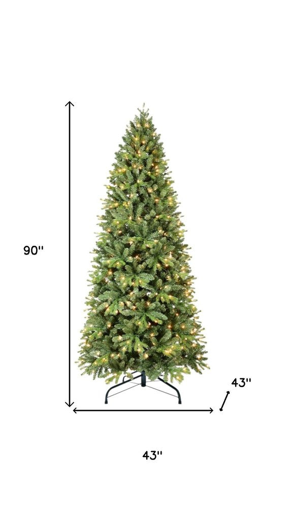 7' Pre Lit Full Pine Christmas Tree HomeRoots