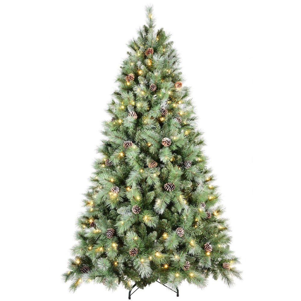 9' Pre Lit Full Pine Christmas Tree HomeRoots