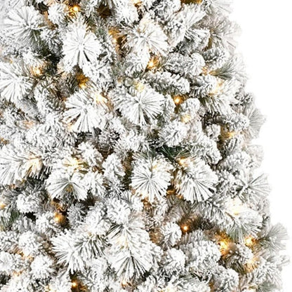 8' White Pre Lit Full Pine Christmas Tree HomeRoots