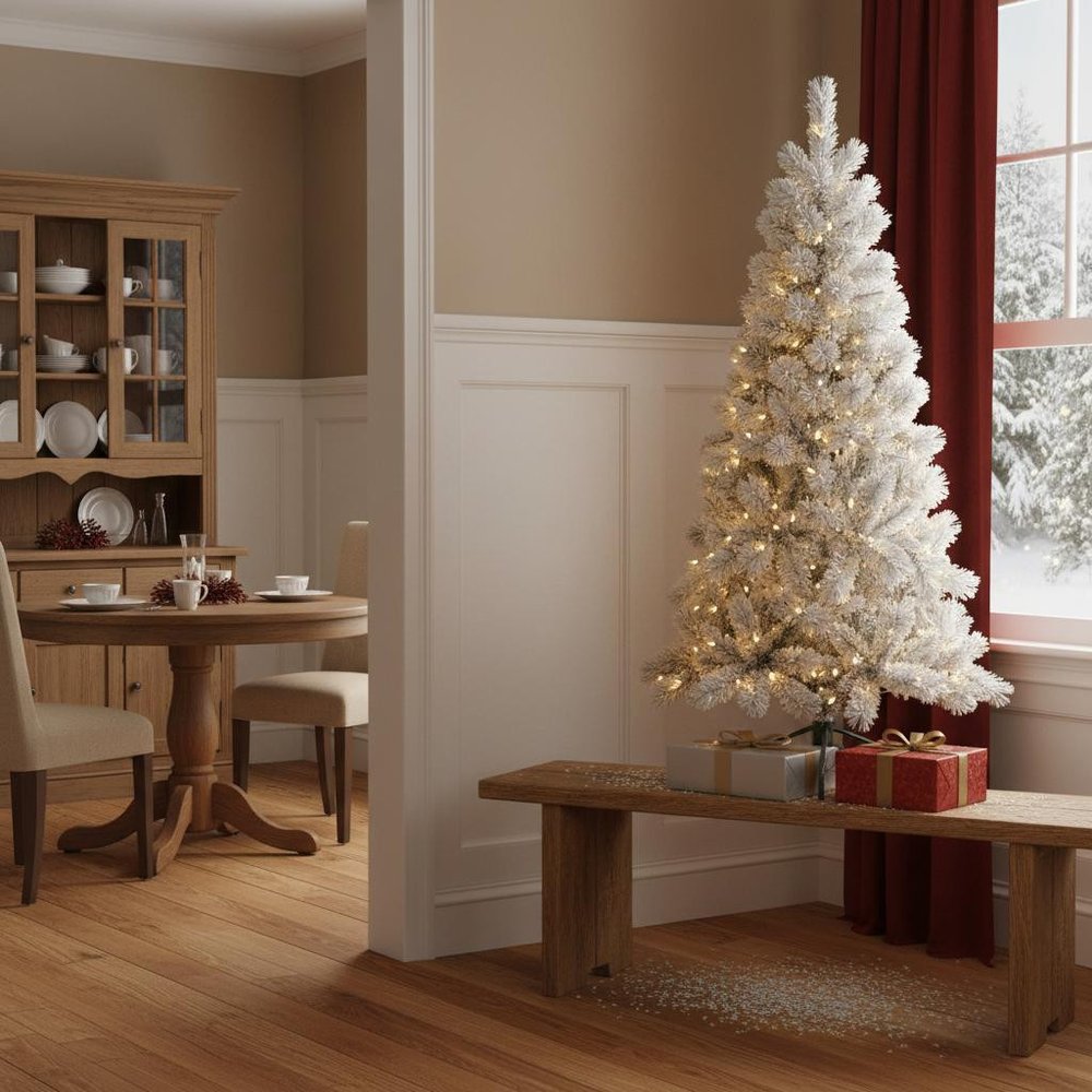 4' White Pre Lit Full Pine Christmas Tree — view 14