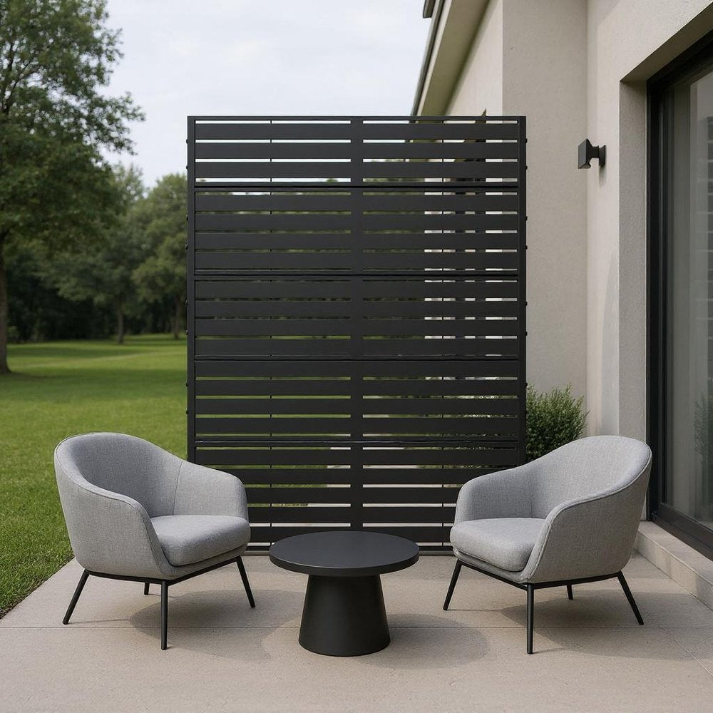 72" Black Metal Six Panel Screen Room Divider HomeRoots
