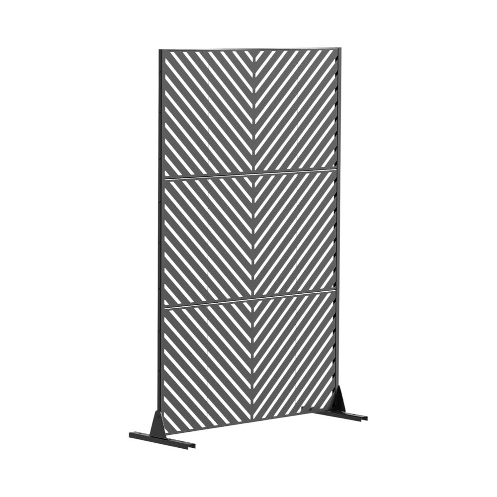 72" Black Metal Six Panel Outdoor Privacy Screen — view 1