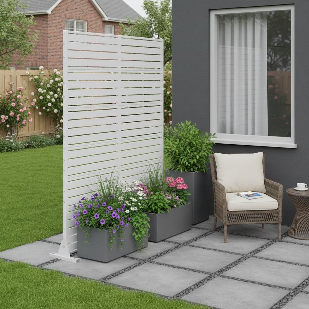 72" White Metal Six Panel Outdoor Privacy Screen HomeRoots