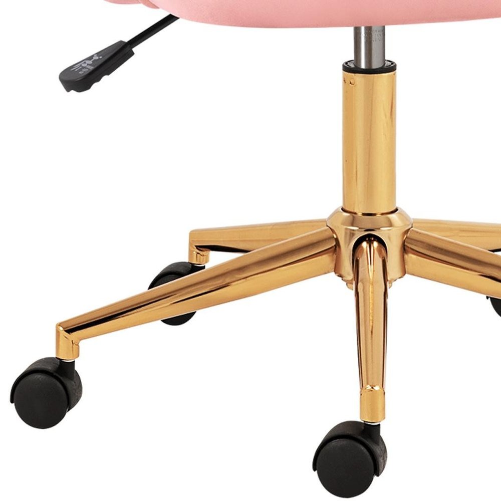 Pink And Baby Pink And Gold Adjustable Height Swivel Rolling Office Chair HomeRoots