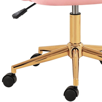 Pink And Baby Pink And Gold Adjustable Height Swivel Rolling Office Chair HomeRoots