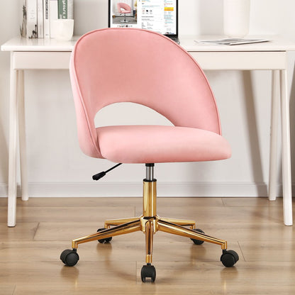 Pink And Baby Pink And Gold Adjustable Height Swivel Rolling Office Chair HomeRoots