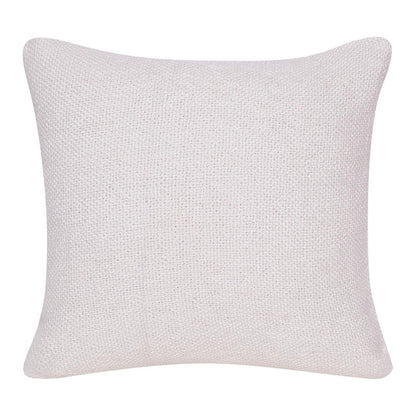 20" Cream Blue And Pink Abstract Cotton Throw Pillow Cover with Fringe Embroidery And Texture