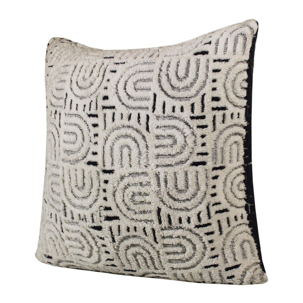26" Blue And White Geometric Cotton Blend Throw Pillow Cover — view 9