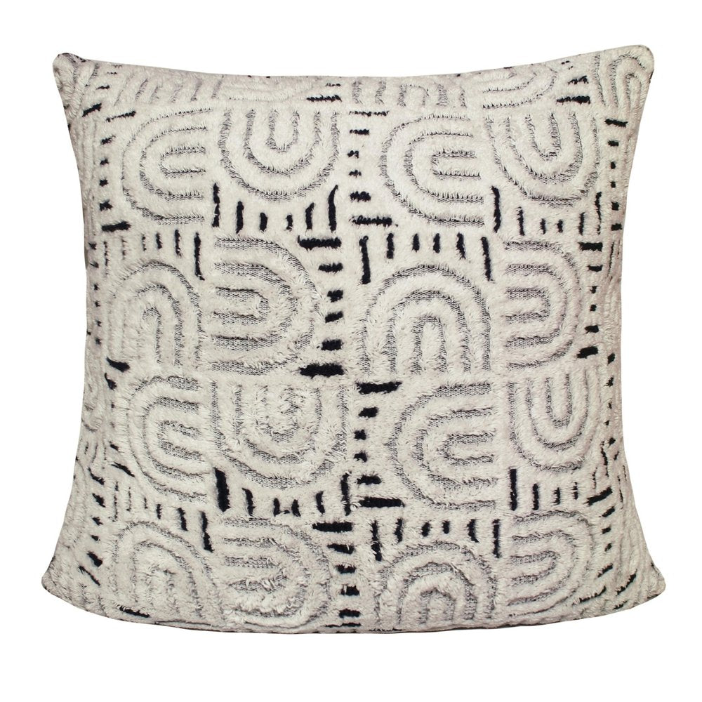 26" Blue And White Geometric Cotton Blend Throw Pillow Cover — view 3