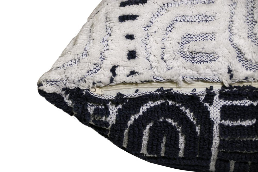 26" Blue And White Geometric Cotton Blend Throw Pillow Cover — view 4