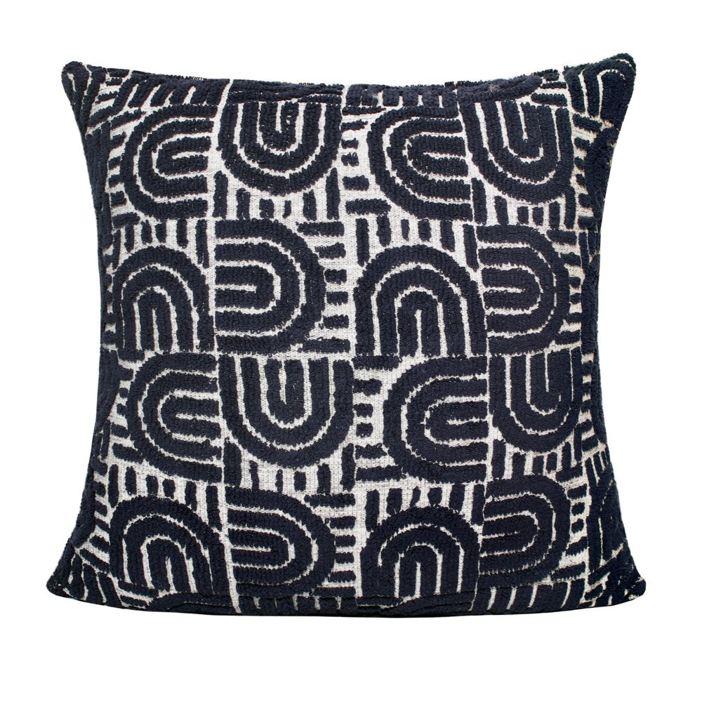 26" Blue And White Geometric Cotton Blend Throw Pillow Cover — view 6