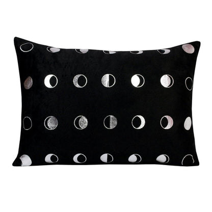 14" X 20" Black And Silver Lumbar Throw Pillow Cover